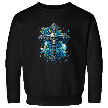 Discover Gothic Collection - Cross, Skull & Blue Roses Sweatshirts