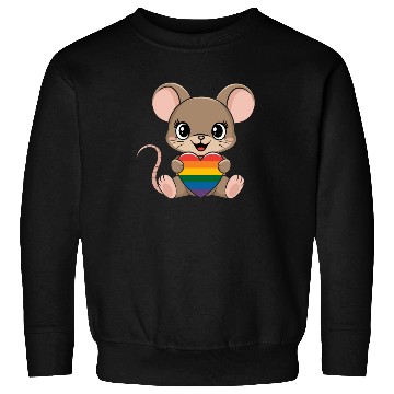 Discover Cute Mouse Holding LGTBQ Rainbow Heart Sweatshirts