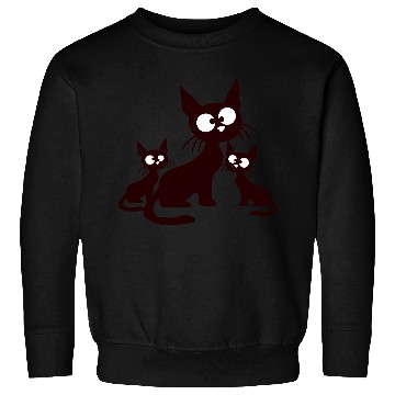 Discover Crazy Cats Family Mom Dad 2 Small Cute Kids Babies Sweatshirts