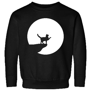 Discover Cat Moon Cliff At Night Werewolf Round Howling Fun Sweatshirts