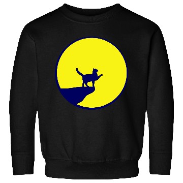 Discover Cat Moon Cliff At Night Werewolf Round Howling Fun Sweatshirts