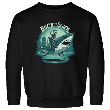 Discover Boys Skeleton Riding a Shark Back to School Sweatshirts