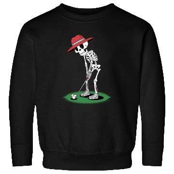 Discover Skeleton Halloween Golfer Golf Player Funny Men Sweatshirts