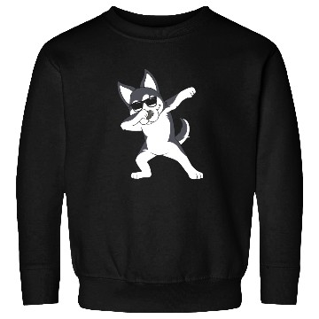 Discover Cute Siberian Husky Dabbing Dog With Sunglasses Sweatshirts