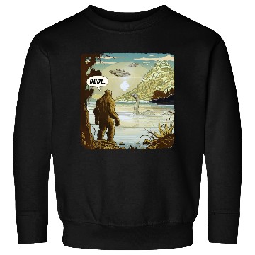 Discover Funny UFOs Bigfoot Sasquatch Introvert Loch Ness Sweatshirts