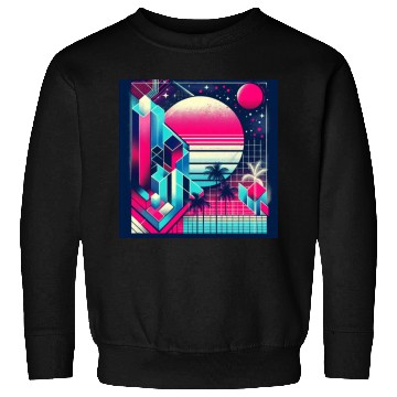 Discover "Retro Neon Cityscape: Geometric Risograph Design" Sweatshirts