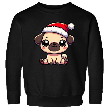 Discover Cute Christmas Pug Cartoon with String Lights Sweatshirts