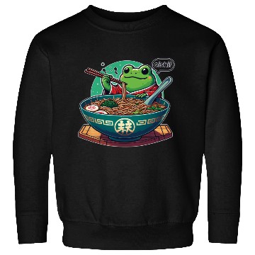 Discover Cute Frog Enjoying Ramen - Oishii! Sweatshirts
