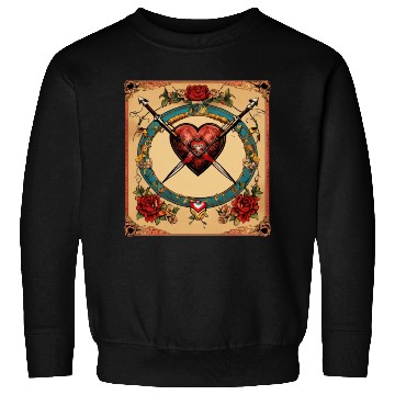 Discover Traditional Tattoo Heart with Cupid Bow Sweatshirts