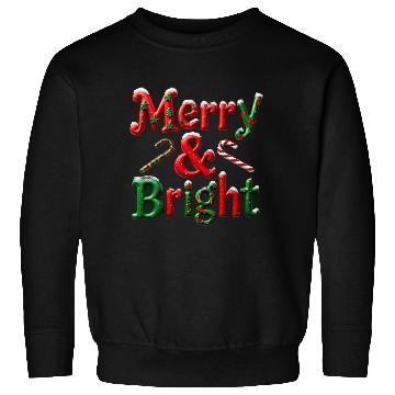 Discover Merry and Bright Christmas Typography Sweatshirts