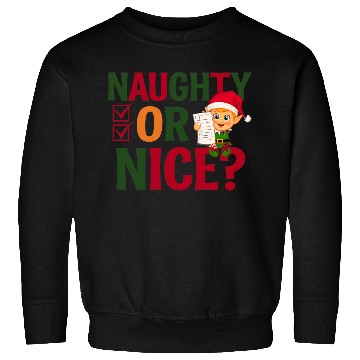 Discover Naughty or Nice Elf Checklist Christmas Fun Sweatshirts