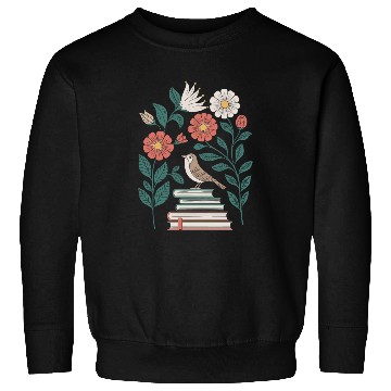 Discover Cottagecore Bird on Books with Flowers Delight Sweatshirts
