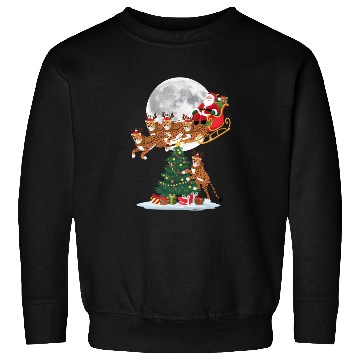 Discover Xmas Tree Lights Funny Santa Riding Cheetah Sweatshirts