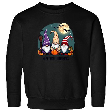 Discover Happy Hallothanksmas Gnomes Celebration with Bats Sweatshirts
