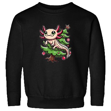 Discover Cute Axolotl Christmas Tree Comic Style Sweatshirts