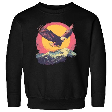 Discover Eagle Flying Over Mountains Retro Art Sweatshirts