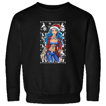 Discover 03 Sexy Christmas Woman Blue Hear Deer Tattoos Sweatshirts