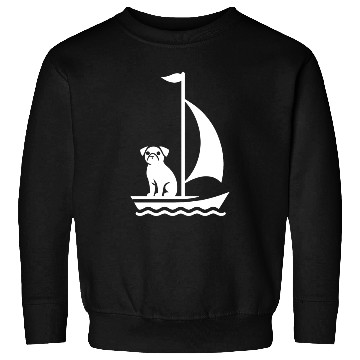 Discover Pug in Boat Silhouette Sailing Minimalist Sweatshirts