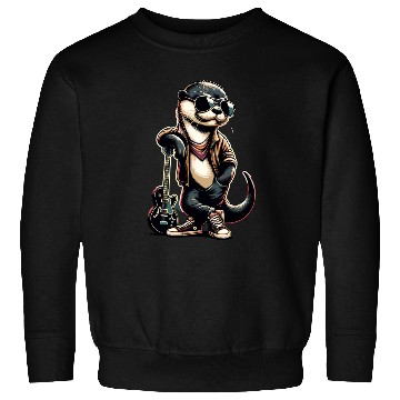 Discover Cool Otter with Guitar in Shades and Leather Sweatshirts