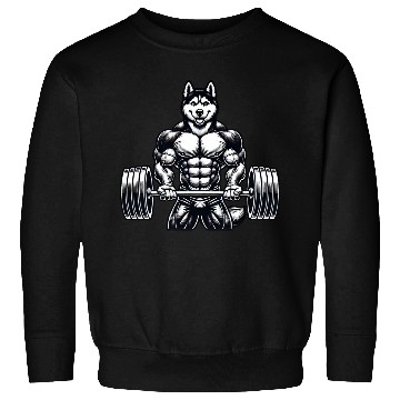 Discover Cool Husky Fitness Bodybuilder Workout Cartoon Sweatshirts