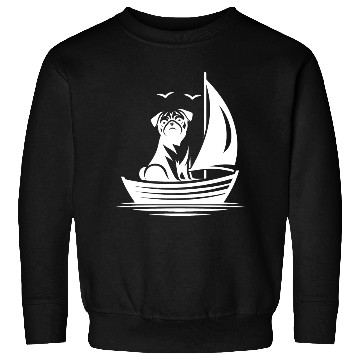 Discover Pug silhouette sailboat minimalist Sweatshirts
