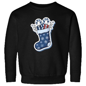 Discover Christmas Stocking Candy Canes Blue And White Sweatshirts