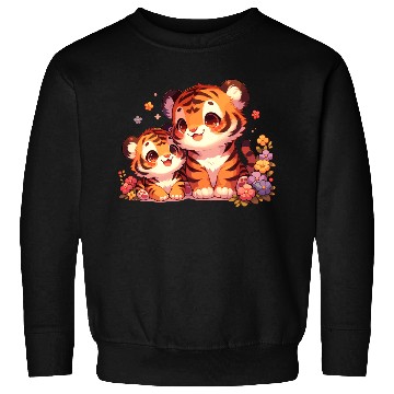 Discover Adorable Tiger Cubs Surrounded By Flowers Sweatshirts