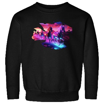 Discover Electric Herd - Synthwave Horses Sweatshirts