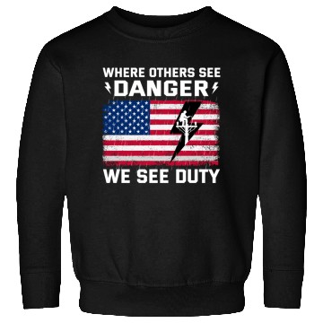 Discover American Flag Lineman Duty Danger Sweatshirts