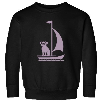 Discover Pug in Boat Silhouette Sailing Minimalist Sweatshirts