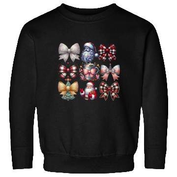 Discover Coquette Bow Santa Christmas Tree Cake Candy Sweatshirts