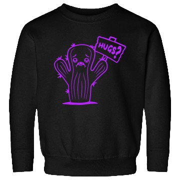 Discover Funny Cactus Sad Face Hugs Sign Lonely Cry Comic Sweatshirts