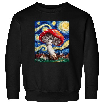 Discover Starry Night Mushroom: Surreal Watercolor Dreamsca Sweatshirts