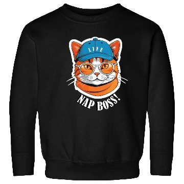 Discover Cat Nap Boss with Cap and Sunglasses Sweatshirts