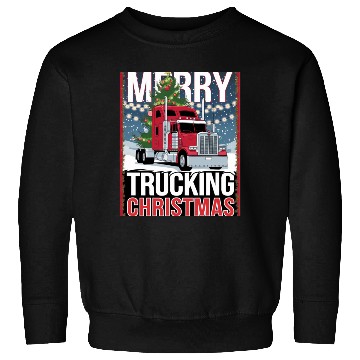 Discover Merry Trucking Christmas Festive Semi-Truck Card Sweatshirts