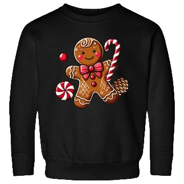 Discover Happy gingerbread man with candy cane Sweatshirts