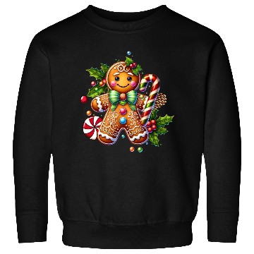 Discover Happy gingerbread man with candy cane Sweatshirts