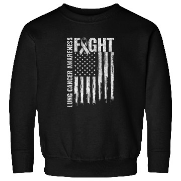 Discover Lung Cancer Awareness White Ribbon Fight USA Flag Sweatshirts