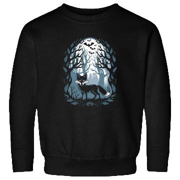 Discover Dark Cottagecore Forest with Fox and Ghosts Sweatshirts