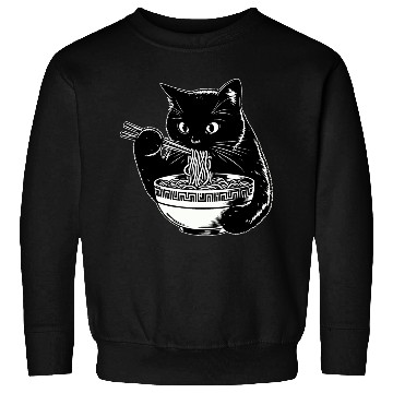 Discover Cat Eating Ramen Noodles Japanese Funny Sweatshirts