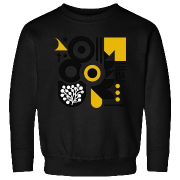 Discover Bold Black & White Geometric Pattern with Yellow Sweatshirts