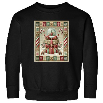 Discover Christmas Snow Globe with Candy Canes and Ribbons Sweatshirts