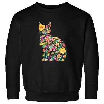 Discover Floral Cat Silhouette nature santa christmas light Sweatshirts