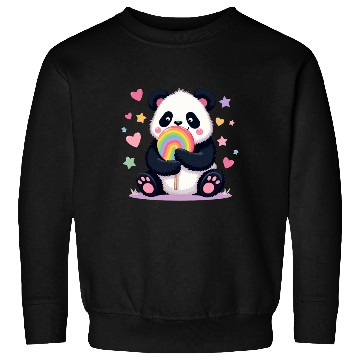 Discover Chubby Panda with Rainbow Lollipop Sweatshirts
