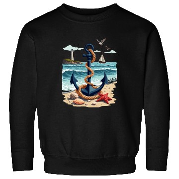 Discover Nautical Anchor and Lighthouse Ocean Scene for a Sweatshirts