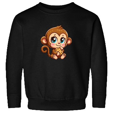 Discover Cute Monkey Chimpanzee eating cookies cartoon Sweatshirts