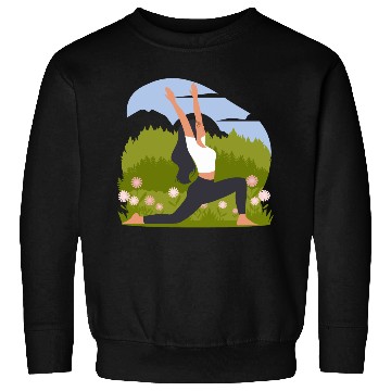 Discover Yoga Pose Woman With Flowers Sweatshirts