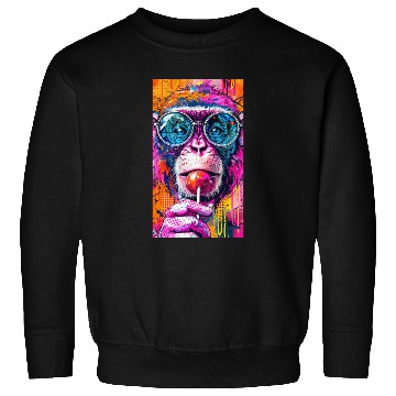Discover Digital Art Monkey With Lollipop Graffiti Elements Sweatshirts