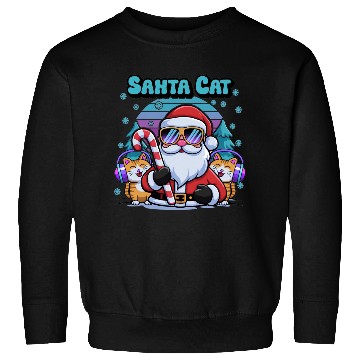 Discover Retro Santa Cartoon - Cool Cats & Candy Cane Vibes Sweatshirts