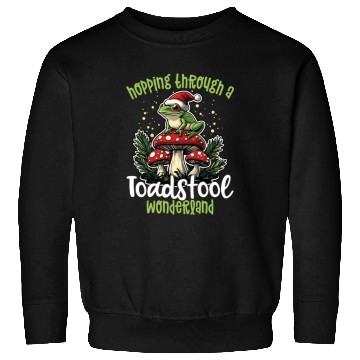 Discover Merry Christmas Frog on Mushroom Cottagecore Sweatshirts